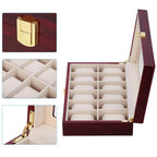 Luxury Wooden Glass Top Watch Box - 10 Slots