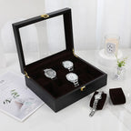 Luxury Wooden Glass Top Watch Box - 10 Slots
