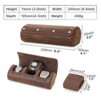Handmade Luxury 3-Slot Leather Watch Box Hard Case with Sliding Pillow Travel Case Collection Organizer for Watch Storage