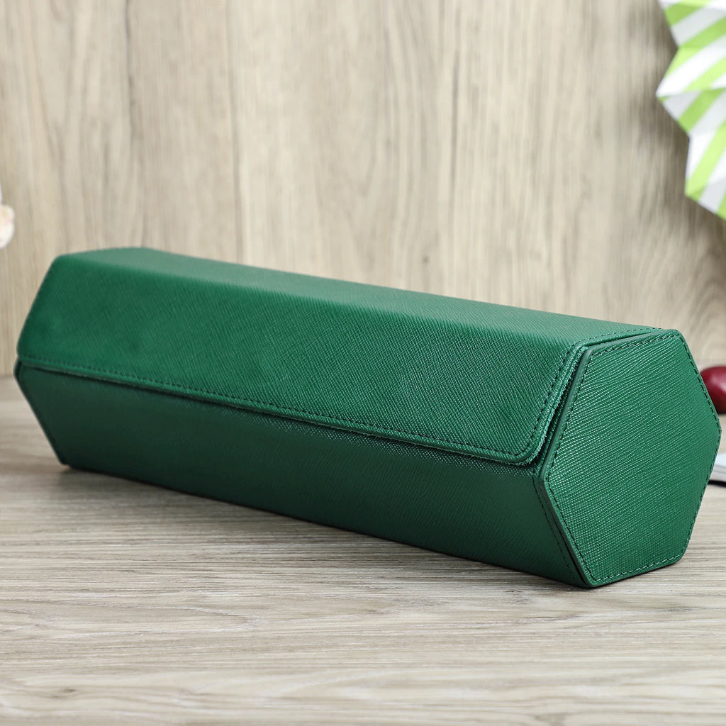 Luxury Green Leather Handmade Watch Box