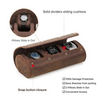 Handmade Luxury 3-Slot Leather Watch Box Hard Case with Sliding Pillow Travel Case Collection Organizer for Watch Storage