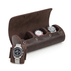 Handmade Luxury 3-Slot Leather Watch Box Hard Case with Sliding Pillow Travel Case Collection Organizer for Watch Storage
