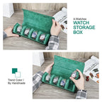 Luxury Green Leather Handmade Watch Box