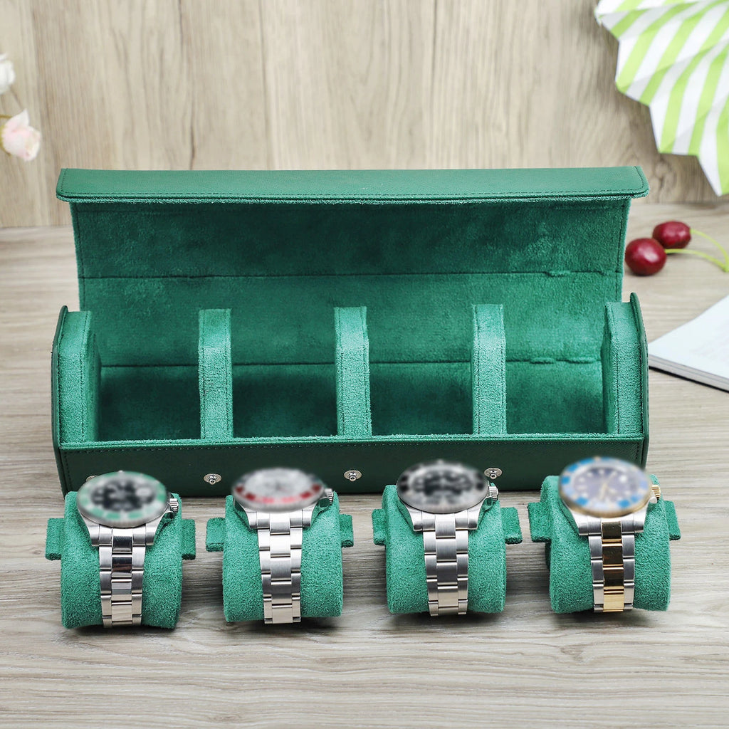 Luxury Green Leather Handmade Watch Box