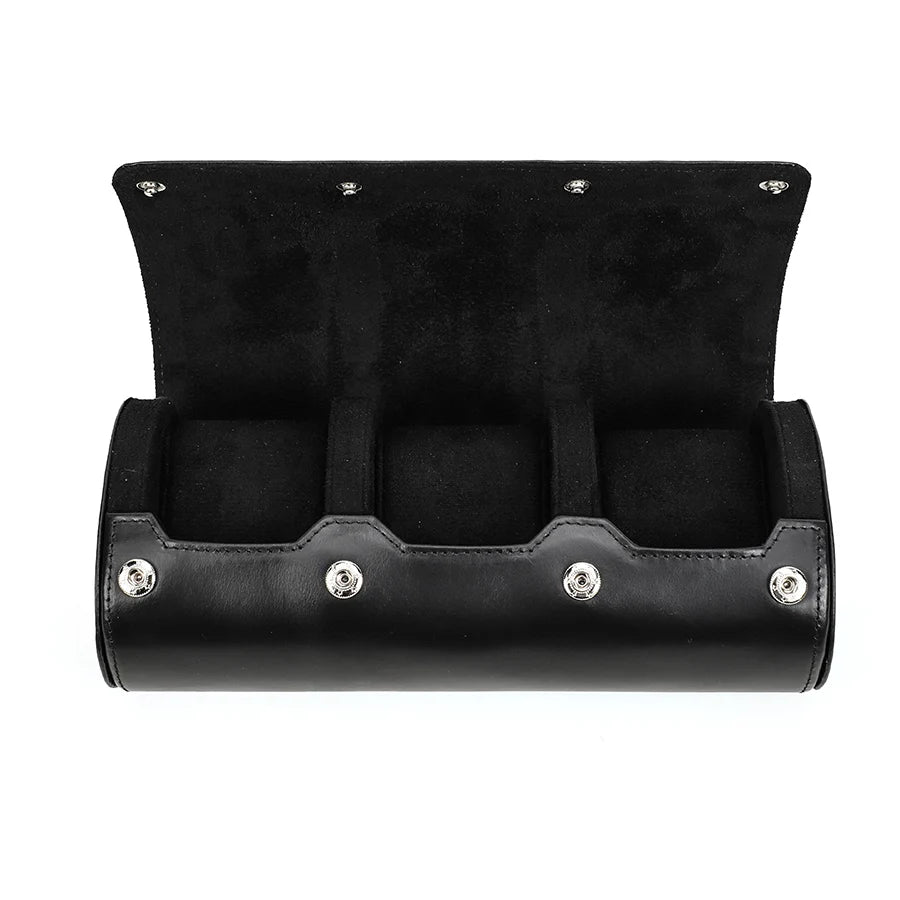 Handmade Luxury 3-Slot Leather Watch Box Hard Case with Sliding Pillow Travel Case Collection Organizer for Watch Storage