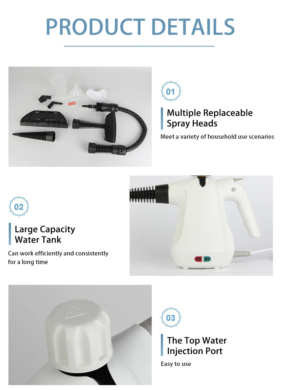 Handheld Steam Cleaner 12 in 1 Multi-Purpose High Temperature Pressurized Steam Cleaning Machine