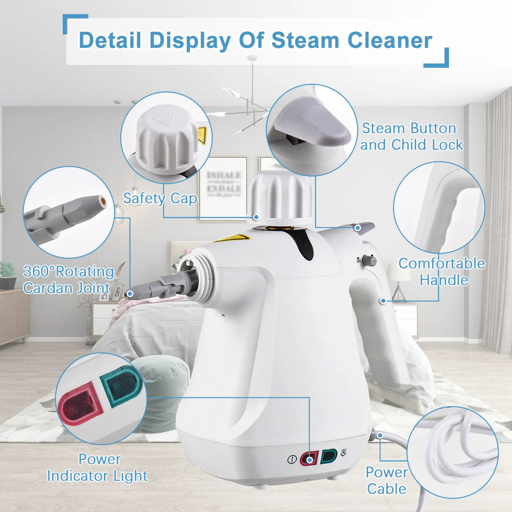 Handheld Steam Cleaner 12 in 1 Multi-Purpose High Temperature Pressurized Steam Cleaning Machine