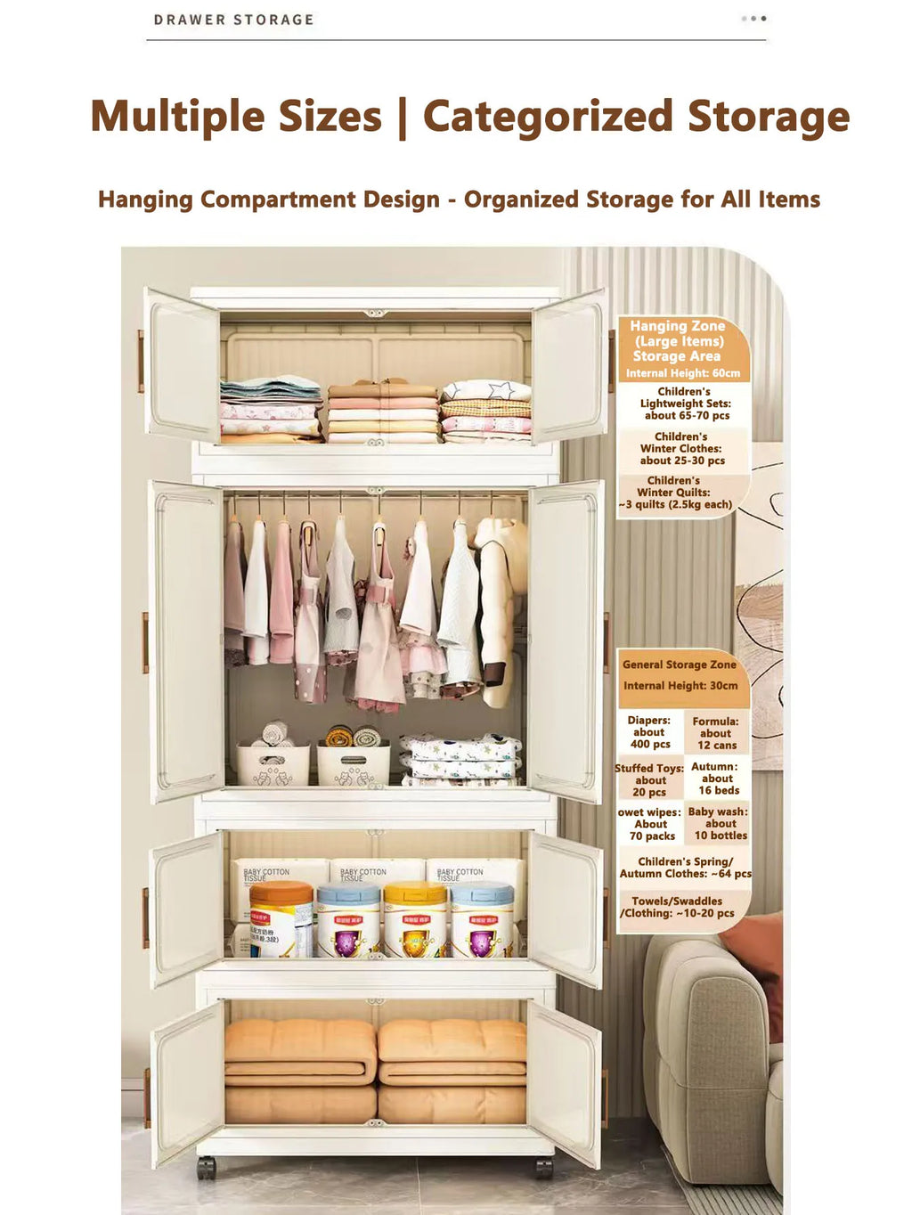 Folding Storage Cabinet Multi-Scene Closet Organizer - Home Organization Solution