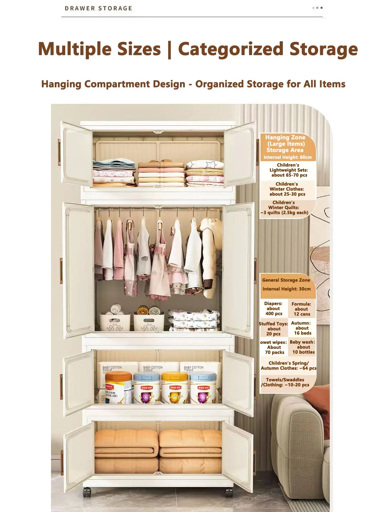Folding Storage Cabinet Multi-Scene Closet Organizer - Home Organization Solution