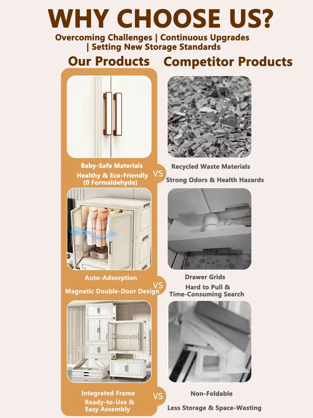 Folding Storage Cabinet Multi-Scene Closet Organizer - Home Organization Solution