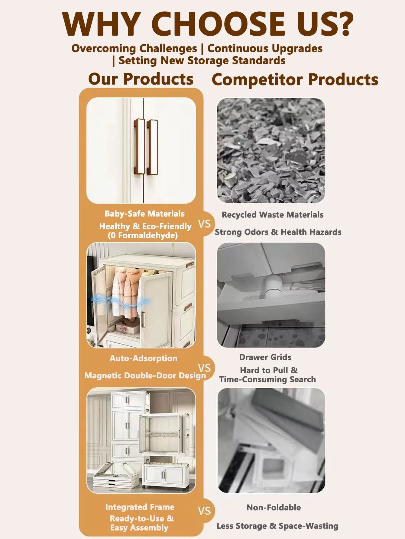 Folding Storage Cabinet Multi-Scene Closet Organizer - Home Organization Solution
